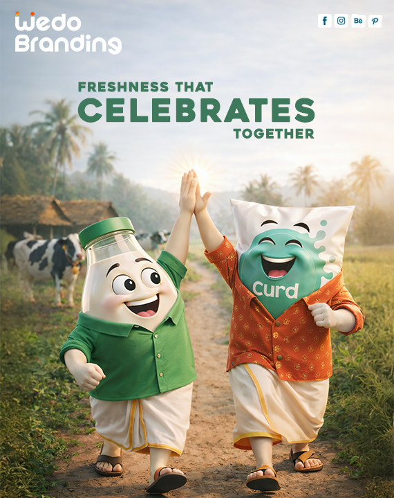 Creative food branding campaign showcasing freshness and togetherness through joyful characters